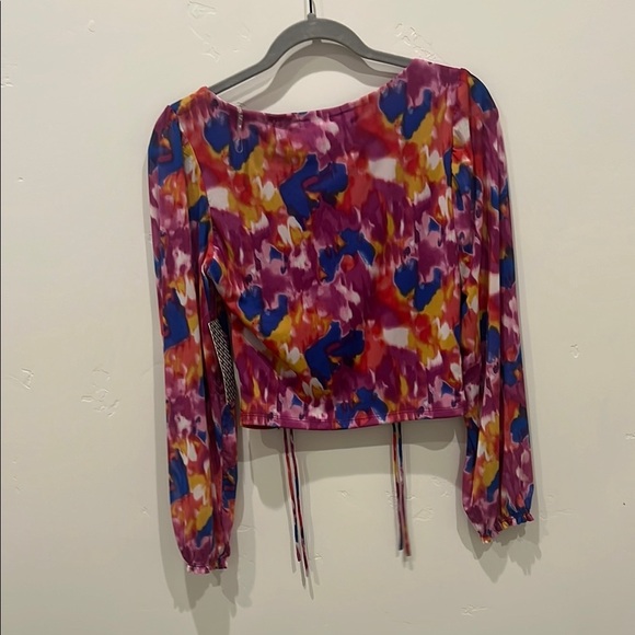 Almost Famous Purple Pink 3/4 Sleeve Crop Blouse - Picture 3 of 3
